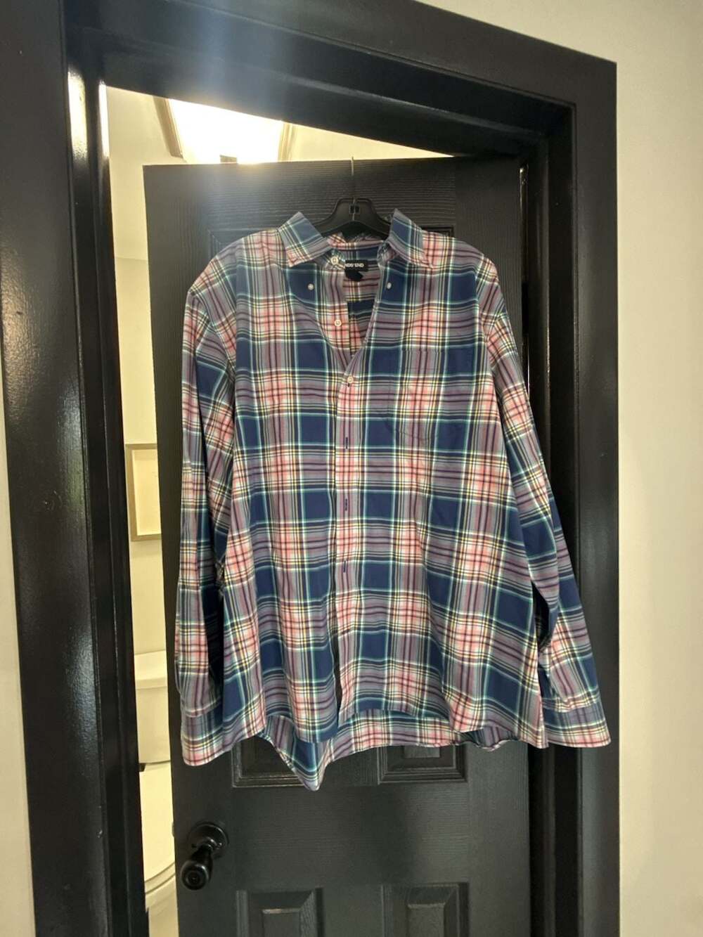 Lands' End Traditional Fit Plaid Button Down Shirt XL 17-17.5